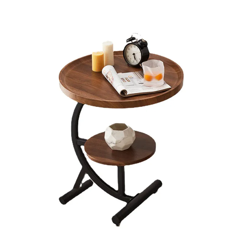 2 Tier End Table | Sofa Side End Table | Round Nightstand with Sturdy Metal Frame