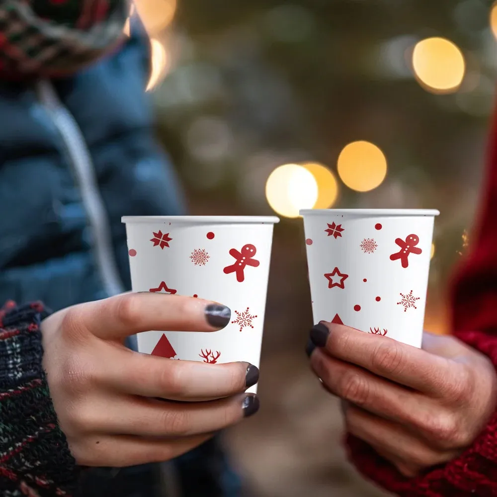 50 Piece Christmas Paper Cups 9Oz Eco Disposable Cups Coffee / Drinking / Table Cups