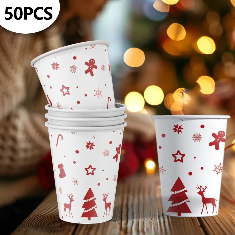 50 Piece Christmas Paper Cups 9Oz Eco Disposable Cups Coffee / Drinking / Table Cups