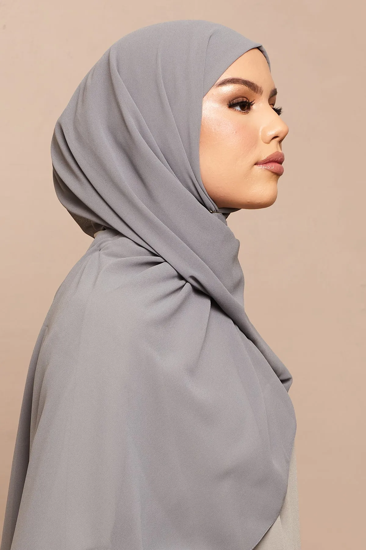 Grey Soft Crepe Chiffon Hijab