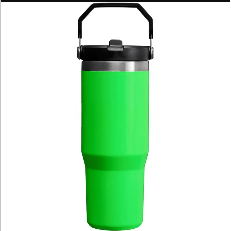 Neon Tumbler with Flip up Straw  30 oz Pink, Red, Yellow, Green