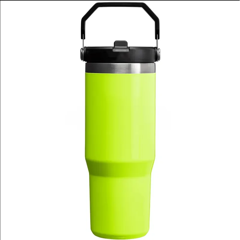 Neon Tumbler with Flip up Straw  30 oz Pink, Red, Yellow, Green