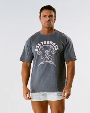 Squat Print T-Shirt - Washed Navy