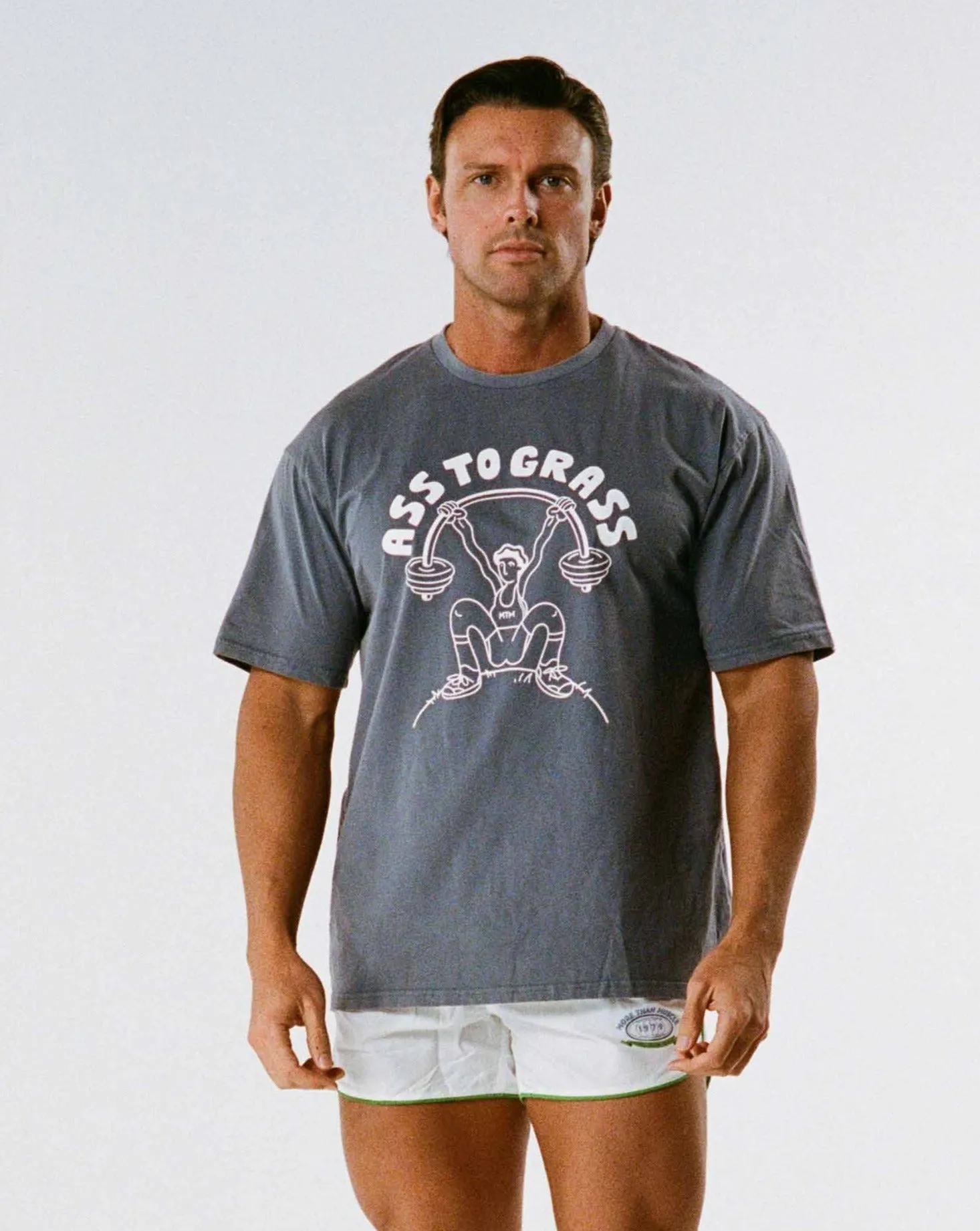 Squat Print T-Shirt - Washed Navy